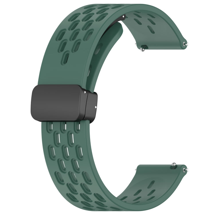 For Amazfit Pop Pro 20mm Folding Magnetic Clasp Silicone Watch Band(Dark Green) - Watch Bands by buy2fix | Online Shopping UK | buy2fix