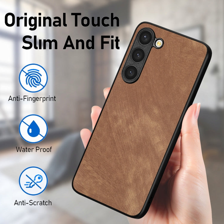 For Samsung Galaxy S25 5G Vintage Leather PC Back Cover Phone Case(Brown) - Galaxy S25 5G Cases by buy2fix | Online Shopping UK | buy2fix