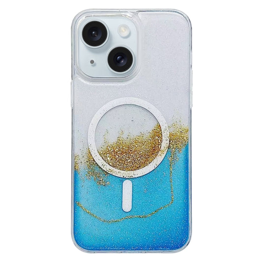 For iPhone 15 Plus MagSafe Gilding Hybrid Clear TPU Phone Case(Blue) - iPhone 15 Plus Cases by buy2fix | Online Shopping UK | buy2fix