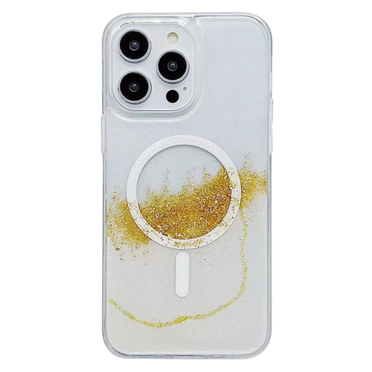 For iPhone 14 Pro MagSafe Gilding Hybrid Clear TPU Phone Case(White) - iPhone 14 Pro Cases by buy2fix | Online Shopping UK | buy2fix