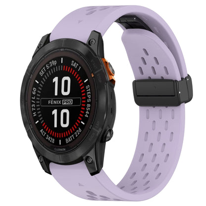 For Garmin Fenix 7S 20mm Folding Buckle Hole Silicone Watch Band(Purple) - Watch Bands by buy2fix | Online Shopping UK | buy2fix