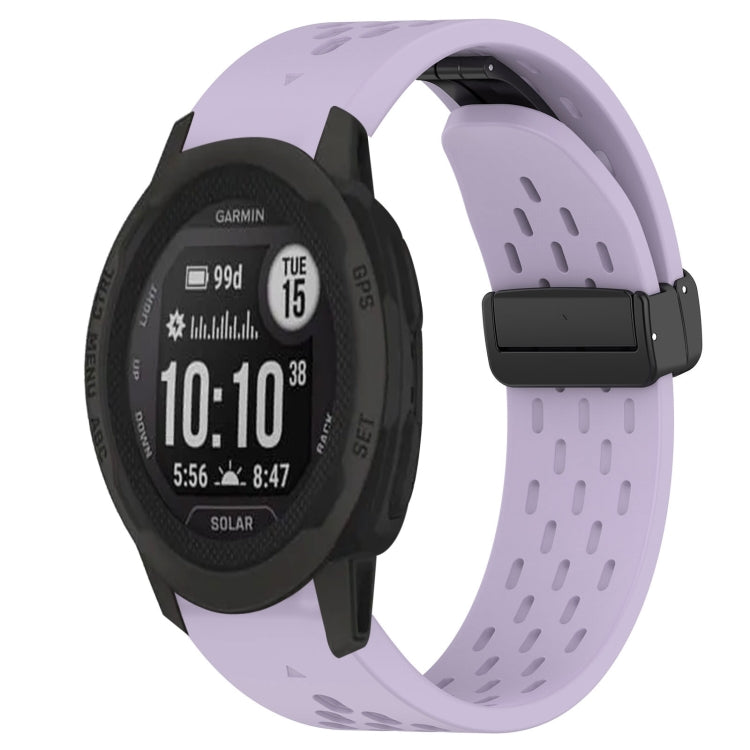 For Garmin Instinct 2S 20mm Folding Buckle Hole Silicone Watch Band(Purple) - Watch Bands by buy2fix | Online Shopping UK | buy2fix