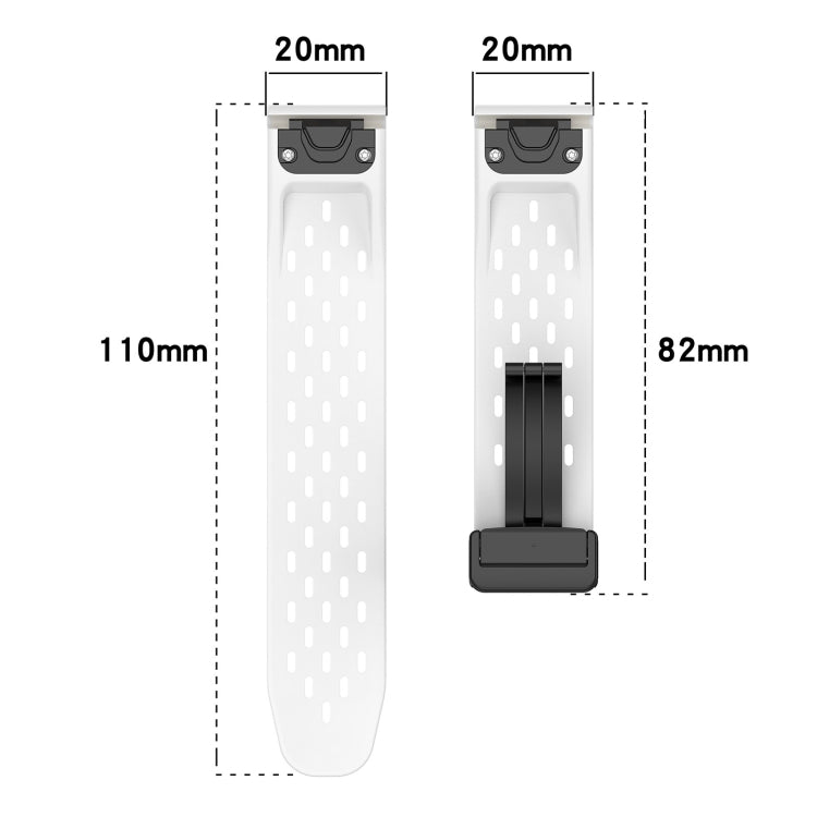 For Garmin Fenix 6S Pro 20mm Folding Buckle Hole Silicone Watch Band(White) - Watch Bands by buy2fix | Online Shopping UK | buy2fix