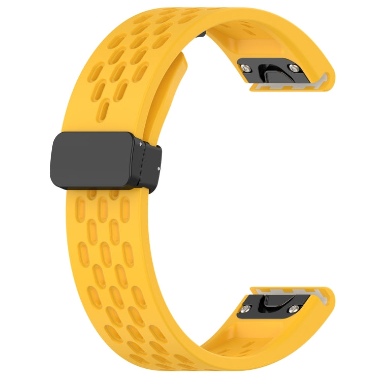 For Garmin Fenix 6X GPS / 6X Pro Quick Release Holes Magnetic Buckle Silicone Watch Band(Yellow) - Watch Bands by buy2fix | Online Shopping UK | buy2fix