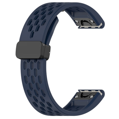 For Garmin Descent MK1 / MK2 / MK2i Quick Release Holes Magnetic Buckle Silicone Watch Band(Dark Blue) - Watch Bands by buy2fix | Online Shopping UK | buy2fix