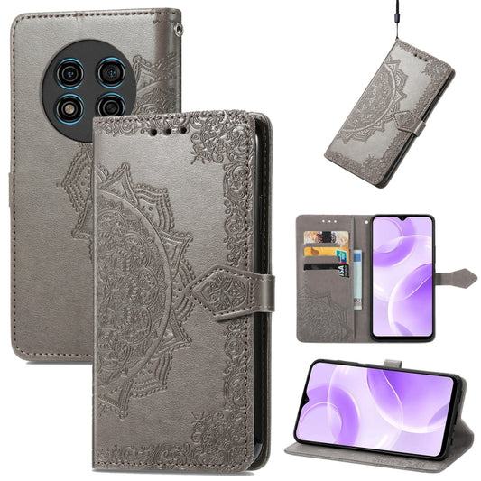 For Ulefone Note 15 Mandala Flower Embossed Leather Phone Case(Gray) - Ulefone Cases by buy2fix | Online Shopping UK | buy2fix