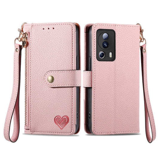 For Xiaomi 13 Lite Love Zipper Lanyard Leather Phone Case(Pink) - 13 Lite Cases by buy2fix | Online Shopping UK | buy2fix