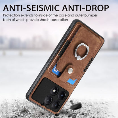 For Xiaomi Redmi K70E Retro Skin-feel Ring Card Wallet Phone Case(Brown) - K70E Cases by buy2fix | Online Shopping UK | buy2fix