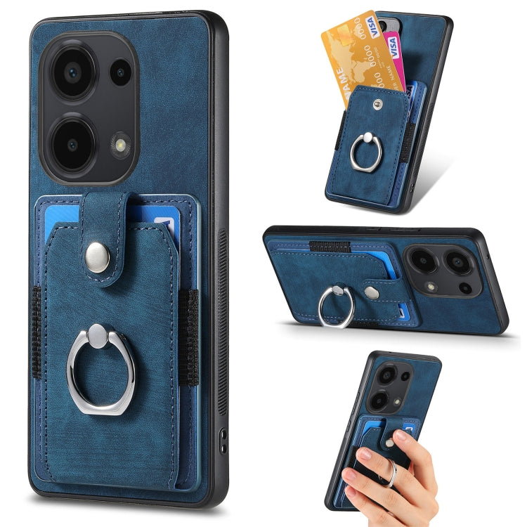 For Xiaomi Redmi Note 13 Pro 4G Retro Skin-feel Ring Card Wallet Phone Case(Blue) - Note 13 Pro Cases by buy2fix | Online Shopping UK | buy2fix