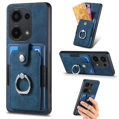 For Xiaomi Redmi Note 13 Pro 4G Retro Skin-feel Ring Card Wallet Phone Case(Blue) - Note 13 Pro Cases by buy2fix | Online Shopping UK | buy2fix