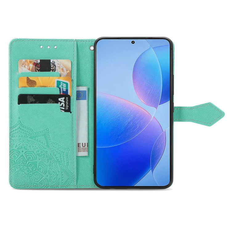 For Xiaomi Redmi K70 Pro Mandala Flower Embossed Leather Phone Case(Green) - K70 Pro Cases by buy2fix | Online Shopping UK | buy2fix