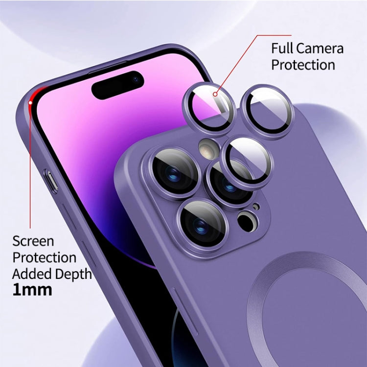 For iPhone 14 Pro Max ENKAY MagSafe Matte TPU Phone Case with Lens Film & Screen Glass Film(Silver) - iPhone 14 Pro Max Cases by ENKAY | Online Shopping UK | buy2fix