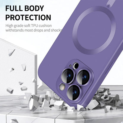 For iPhone 14 Pro Max ENKAY MagSafe Matte TPU Phone Case with Lens Film & Screen Glass Film(Silver) - iPhone 14 Pro Max Cases by ENKAY | Online Shopping UK | buy2fix