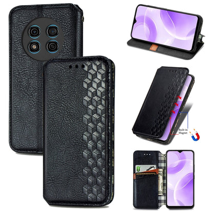 For Ulefone Note 15 Cubic Grid Pressed Magnetic Leather Phone Case(Black) - Ulefone Cases by buy2fix | Online Shopping UK | buy2fix