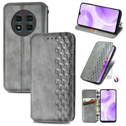 For Ulefone Note 15 Cubic Grid Pressed Magnetic Leather Phone Case(Grey) - Ulefone Cases by buy2fix | Online Shopping UK | buy2fix