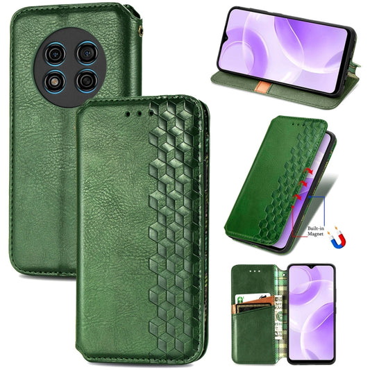 For Ulefone Note 15 Cubic Grid Pressed Magnetic Leather Phone Case(Green) - Ulefone Cases by buy2fix | Online Shopping UK | buy2fix