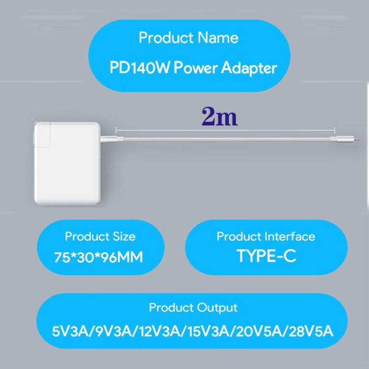 PD3.1 140W USB-C PD Laptop Power Adapter + 2m 5A USB-C to USB-C Data Cable UK Plug - Cable & Adapter by buy2fix | Online Shopping UK | buy2fix