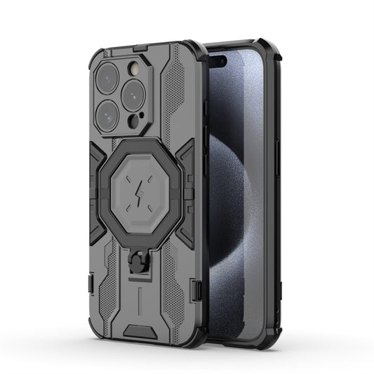 For iPhone 15 Pro MagSafe Supersonic Armor Holder PC Hybrid TPU Phone Case(Black) - iPhone 15 Pro Cases by buy2fix | Online Shopping UK | buy2fix