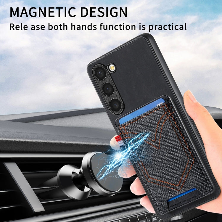 For Samsung Galaxy S25 Ultra 5G Denim Texture Leather Skin Phone Case with Card Slot(Black) - Galaxy S25 Ultra 5G Cases by buy2fix | Online Shopping UK | buy2fix