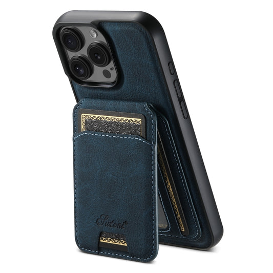 For iPhone 16 Pro Max Suteni H16 Litchi Texture Leather Detachable Wallet Back Phone Case(Blue) - iPhone 16 Pro Max Cases by Suteni | Online Shopping UK | buy2fix