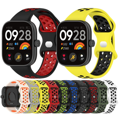 For Redmi Watch 4 Dual Color Perforated Silicone Watch Band(Yellow Black) - Watch Bands by buy2fix | Online Shopping UK | buy2fix