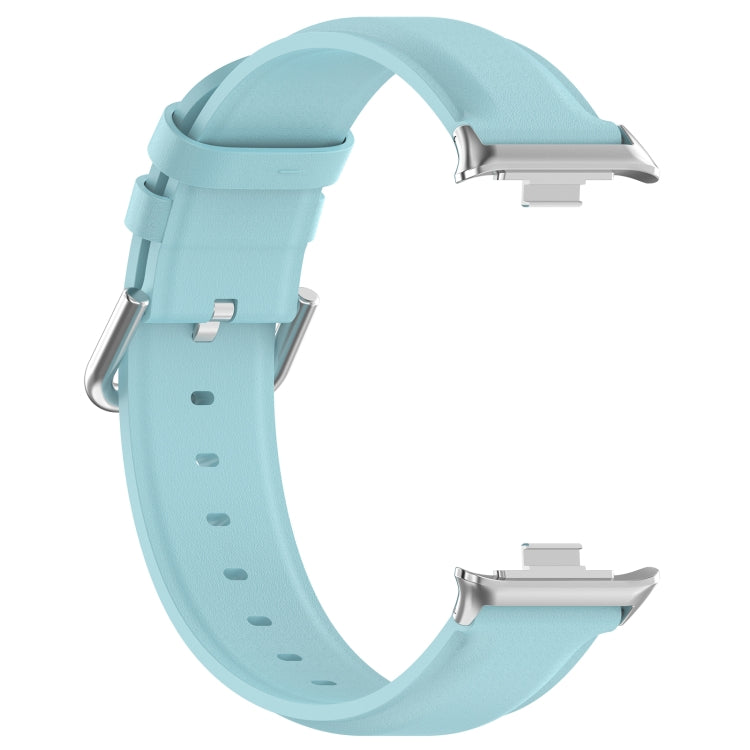 For Redmi Watch 4 Round Tail Top Layer Leather Watch Band(Light Blue) - Watch Bands by buy2fix | Online Shopping UK | buy2fix