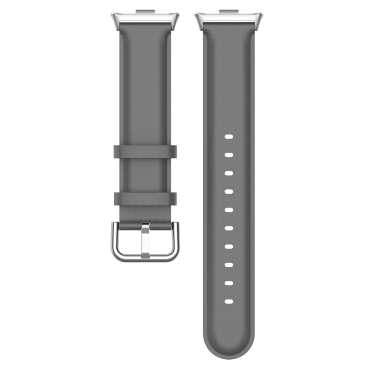 For Redmi Watch 4 Round Tail Top Layer Leather Watch Band(Gray) - Watch Bands by buy2fix | Online Shopping UK | buy2fix