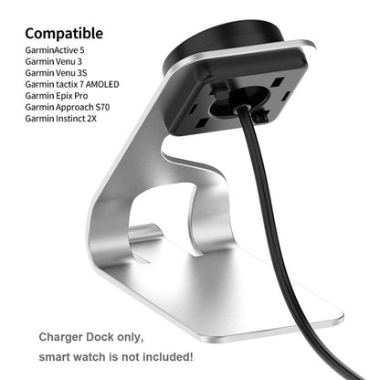 JUNSUNMAY For Garmin Venu 3 / Venu 3S USB Port Aluminum Alloy Watch Charger Holder, Length: 1.5m(Grey) - Charger by JUNSUNMAY | Online Shopping UK | buy2fix