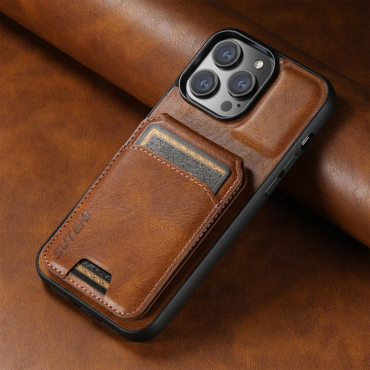 For iPhone 16 Pro Suteni H02 Leather Wallet Stand Back Phone Case(Brown) - iPhone 16 Pro Cases by Suteni | Online Shopping UK | buy2fix