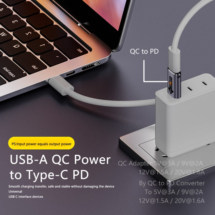 USB-A  Male QC3.1 to Type-C Female PD 10Gbps Converter Adapter, Model:White with Indicator Light - Cable & Adapters by buy2fix | Online Shopping UK | buy2fix