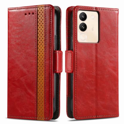 For vivo X100 Pro CaseNeo Splicing Dual Magnetic Buckle Leather Phone Case(Red) - X100 Pro Cases by imak | Online Shopping UK | buy2fix