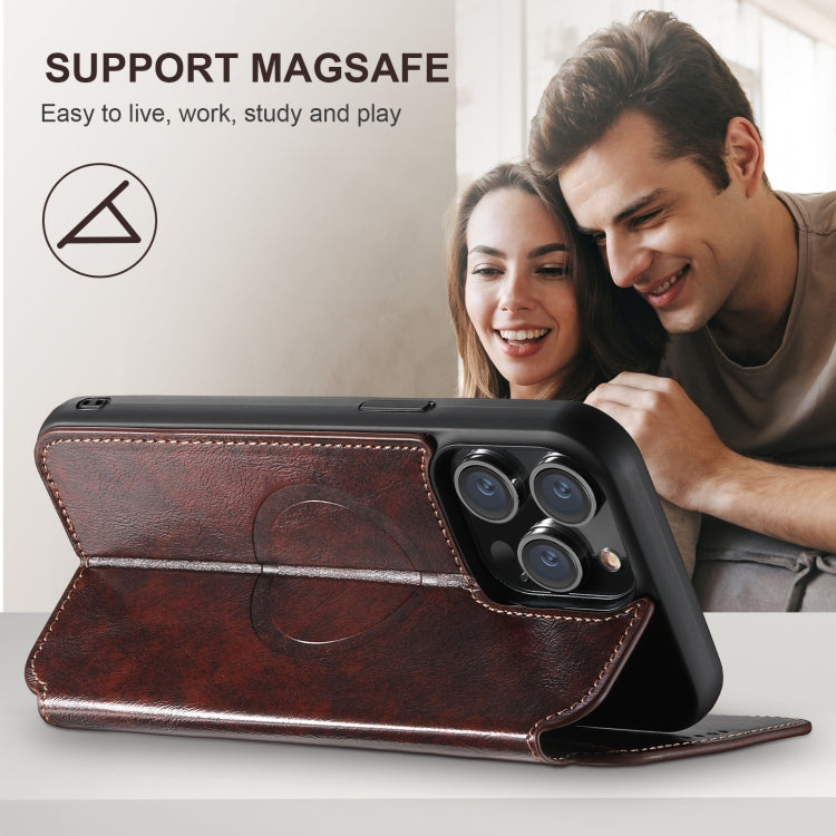 For iPhone 16 Plus Suteni J05 Leather Magnetic MagSafe Phone Case(Brown) - iPhone 16 Plus Cases by Suteni | Online Shopping UK | buy2fix