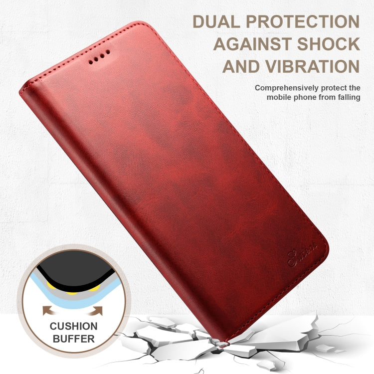 For iPhone 16 Pro Suteni Calf Texture Horizontal Flip Leather Phone Case(Red) - iPhone 16 Pro Cases by Suteni | Online Shopping UK | buy2fix