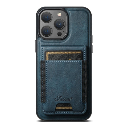 For iPhone 16 Pro Max Suteni H17 Oil Eax Leather MagSafe Detachable Wallet Phone Case(Blue) - iPhone 16 Pro Max Cases by Suteni | Online Shopping UK | buy2fix