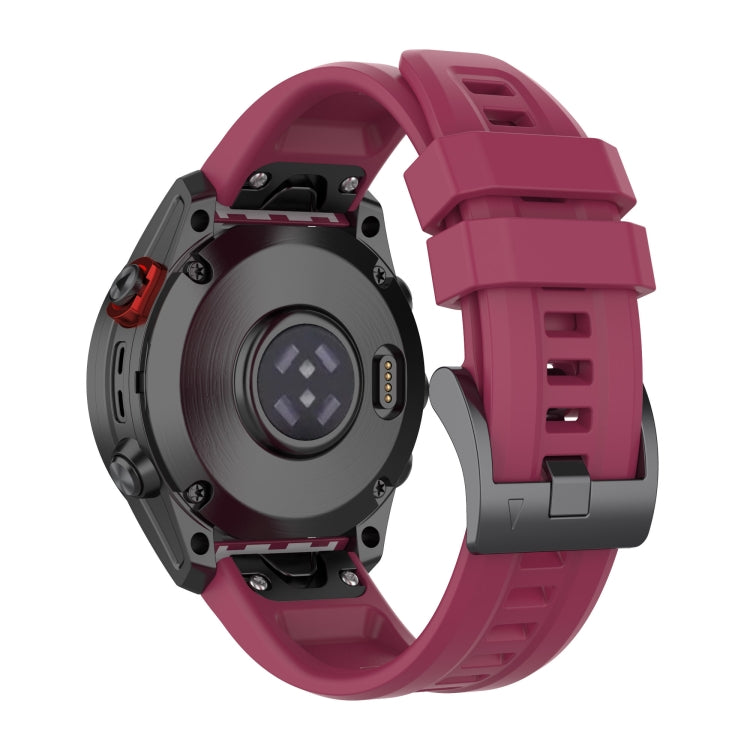For Garmin Fenix 6 GPS Solid Color Black Buckle Silicone Quick Release Watch Band(Wine Red) - Watch Bands by buy2fix | Online Shopping UK | buy2fix