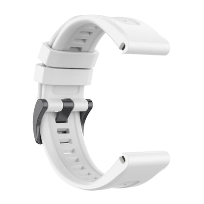 For Garmin Fenix 6 GPS Solid Color Black Buckle Silicone Quick Release Watch Band(White) - Watch Bands by buy2fix | Online Shopping UK | buy2fix