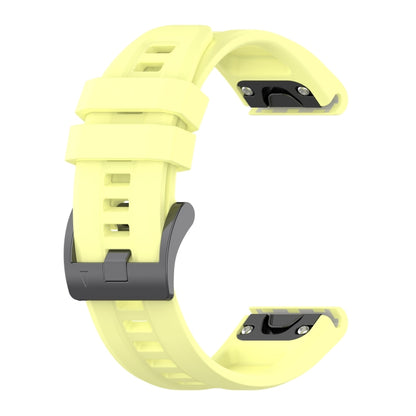 For Garmin Fenix 6 GPS Solid Color Black Buckle Silicone Quick Release Watch Band(Yellow) - Watch Bands by buy2fix | Online Shopping UK | buy2fix