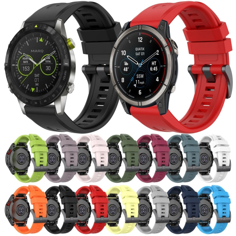 For Garmin Fenix 5 / Fenix 5 Plus Solid Color Black Buckle Silicone Quick Release Watch Band(Purple) - Watch Bands by buy2fix | Online Shopping UK | buy2fix