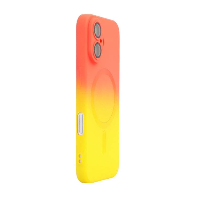 For iPhone 16 Plus ENKAY Hat-Prince MagSafe Rainbow Gradient Silicone Phone Case with Lens Film(Orange Yellow) - iPhone 16 Plus Cases by ENKAY | Online Shopping UK | buy2fix