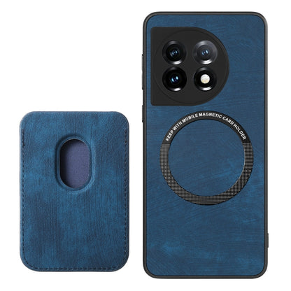 For OnePlus 11 Retro Leather Card Bag Magnetic Phone Case(Blue) - OnePlus Cases by buy2fix | Online Shopping UK | buy2fix