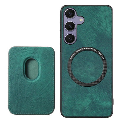 For Samsung Galaxy S25+ 5G Retro Leather Card Bag Magnetic Phone Case(Green) - Galaxy S25+ 5G Cases by buy2fix | Online Shopping UK | buy2fix