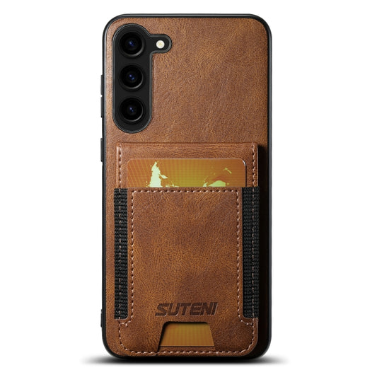 For Samsung Galaxy S24+ 5G Suteni H03 Oil Wax Leather Wallet Stand Back Phone Case(Brown) - Galaxy S24+ 5G Cases by Suteni | Online Shopping UK | buy2fix