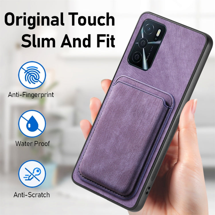 For OPPO Reno10 Pro Global Retro Leather Card Bag Magnetic Phone Case(Purple) - OPPO Cases by buy2fix | Online Shopping UK | buy2fix