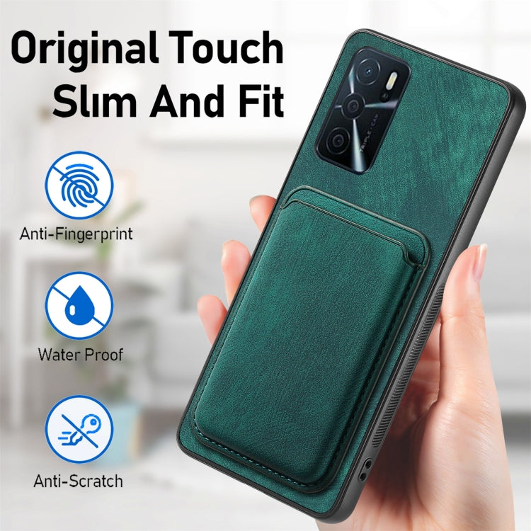 For OPPO A17 Retro Leather Card Bag Magnetic Phone Case(Green) - OPPO Cases by buy2fix | Online Shopping UK | buy2fix