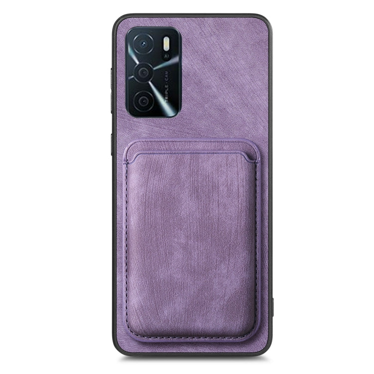 For OPPO Reno7 5G Retro Leather Card Bag Magnetic Phone Case(Purple) - OPPO Cases by buy2fix | Online Shopping UK | buy2fix