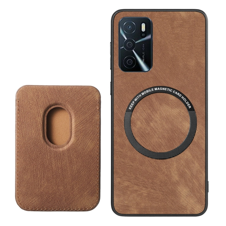 For OPPO Reno6 Pro+ Retro Leather Card Bag Magnetic Phone Case(Brown) - OPPO Cases by buy2fix | Online Shopping UK | buy2fix