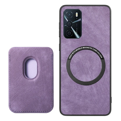For OPPO Reno6 Pro+ Retro Leather Card Bag Magnetic Phone Case(Purple) - OPPO Cases by buy2fix | Online Shopping UK | buy2fix