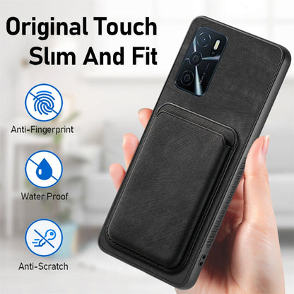 For OPPO F19 Pro+ Retro Leather Card Bag Magnetic Phone Case(Black) - OPPO Cases by buy2fix | Online Shopping UK | buy2fix