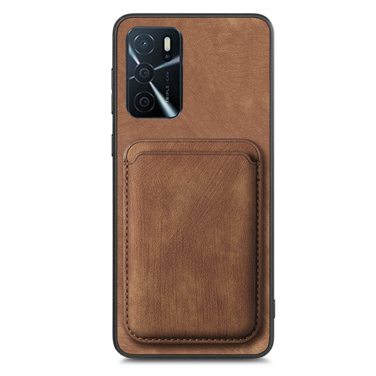 For OPPO F19 Pro Retro Leather Card Bag Magnetic Phone Case(Brown) - OPPO Cases by buy2fix | Online Shopping UK | buy2fix