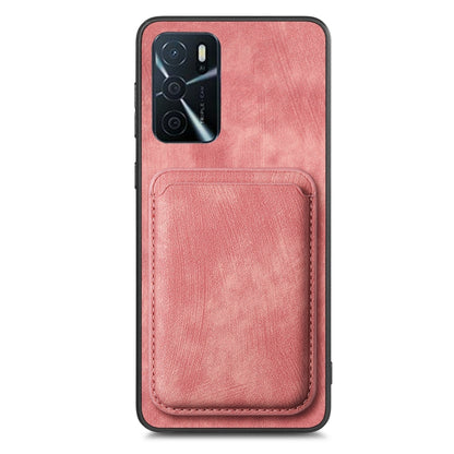 For OPPO A5 Retro Leather Card Bag Magnetic Phone Case(Pink) - OPPO Cases by buy2fix | Online Shopping UK | buy2fix